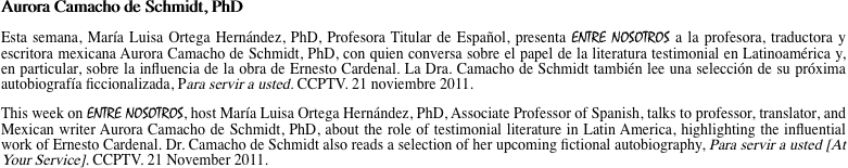 Aurora Camacho de Schmidt, PhD