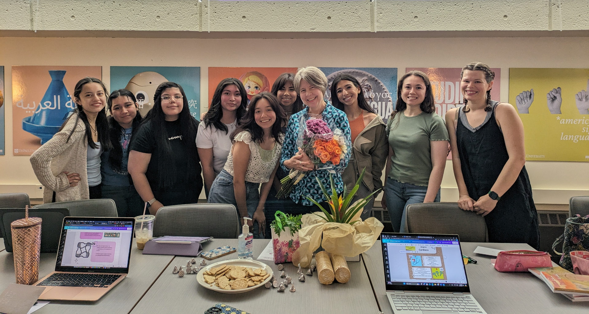 María Luisa with students